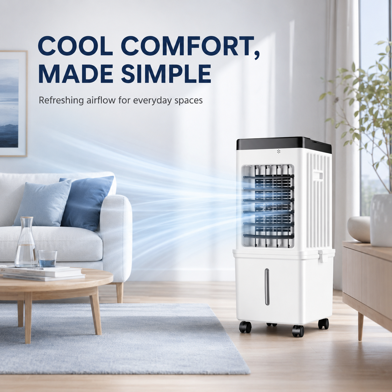 Portable Air Cooler with Remote | Quiet Cooling Fan for Home