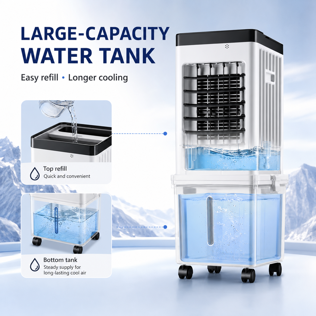 Portable Air Cooler with Remote | Quiet Cooling Fan for Home