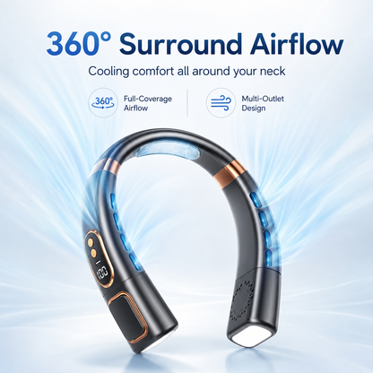 Smart Neck Fan with Cooling Plate | 5-Speed Wearable Cooler