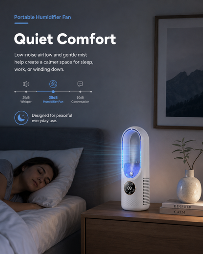 Portable Bladeless Humidifier Fan with Cooling Mist & 6 Speeds