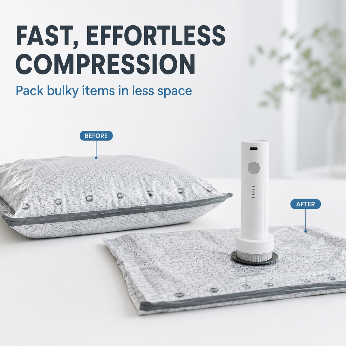 Portable Vacuum Storage Bags with Electric Pump