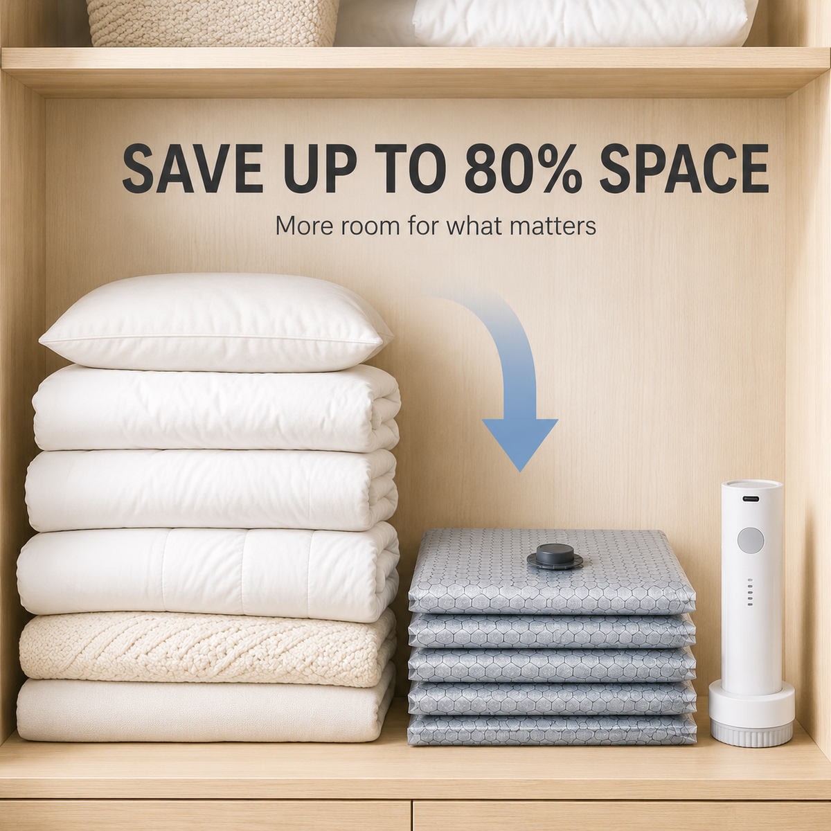 Portable Vacuum Storage Bags with Electric Pump