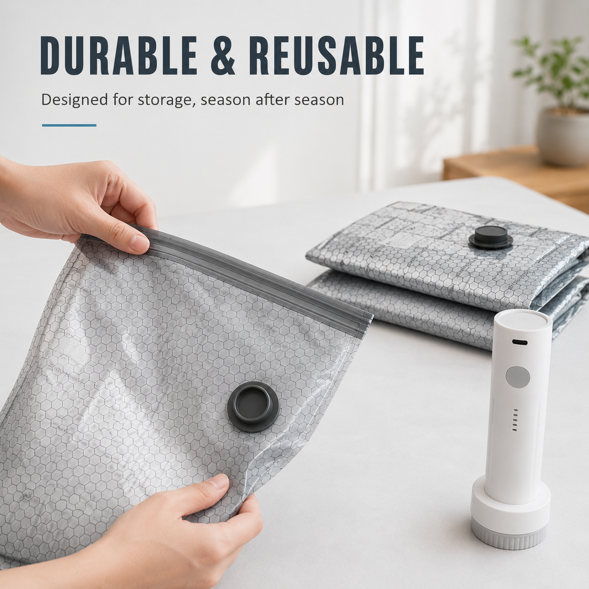 Portable Vacuum Storage Bags with Electric Pump