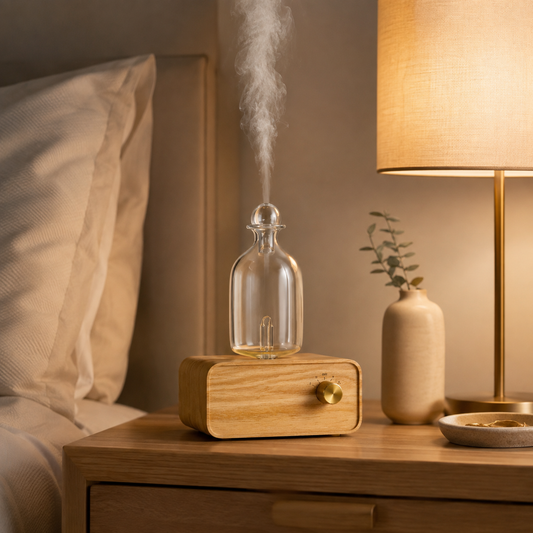 Rechargeable Waterless Essential Oil Diffuser – Glass & Wood Design