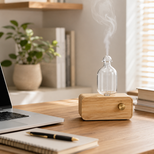 Rechargeable Waterless Essential Oil Diffuser – Glass & Wood Design