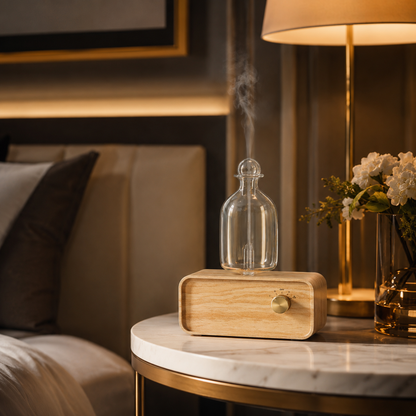 Rechargeable Waterless Essential Oil Diffuser – Glass & Wood Design