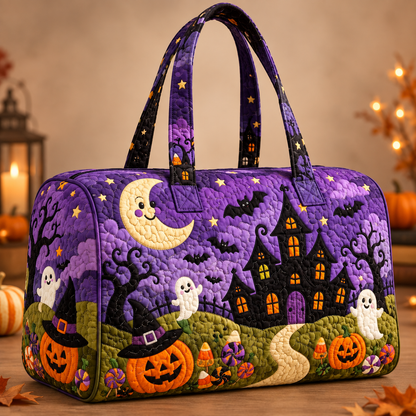 Halloween Quilted Duffle Bag – Festive Embroidered Carryall