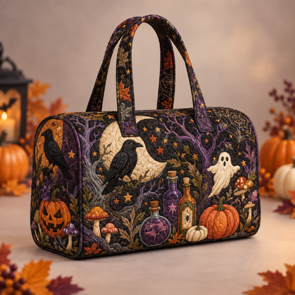 Halloween Quilted Duffle Bag – Festive Embroidered Carryall