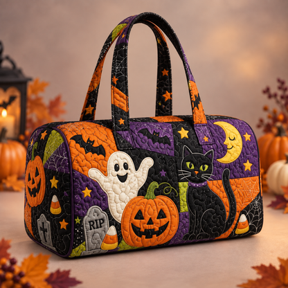 Halloween Quilted Duffle Bag – Festive Embroidered Carryall