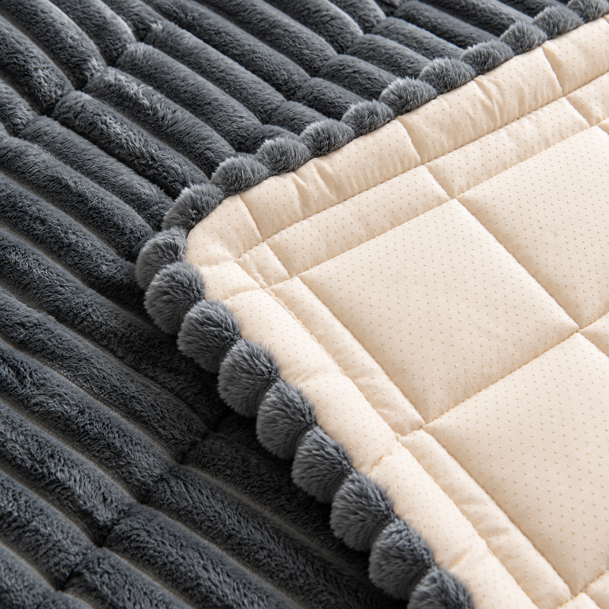 Plush Ribbed Sofa Cover – Soft Textured Couch Throw