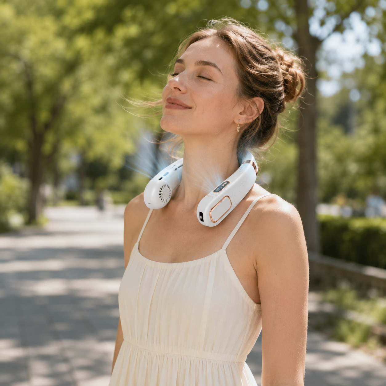 Smart Neck Fan with Cooling Plate | 5-Speed Wearable Cooler