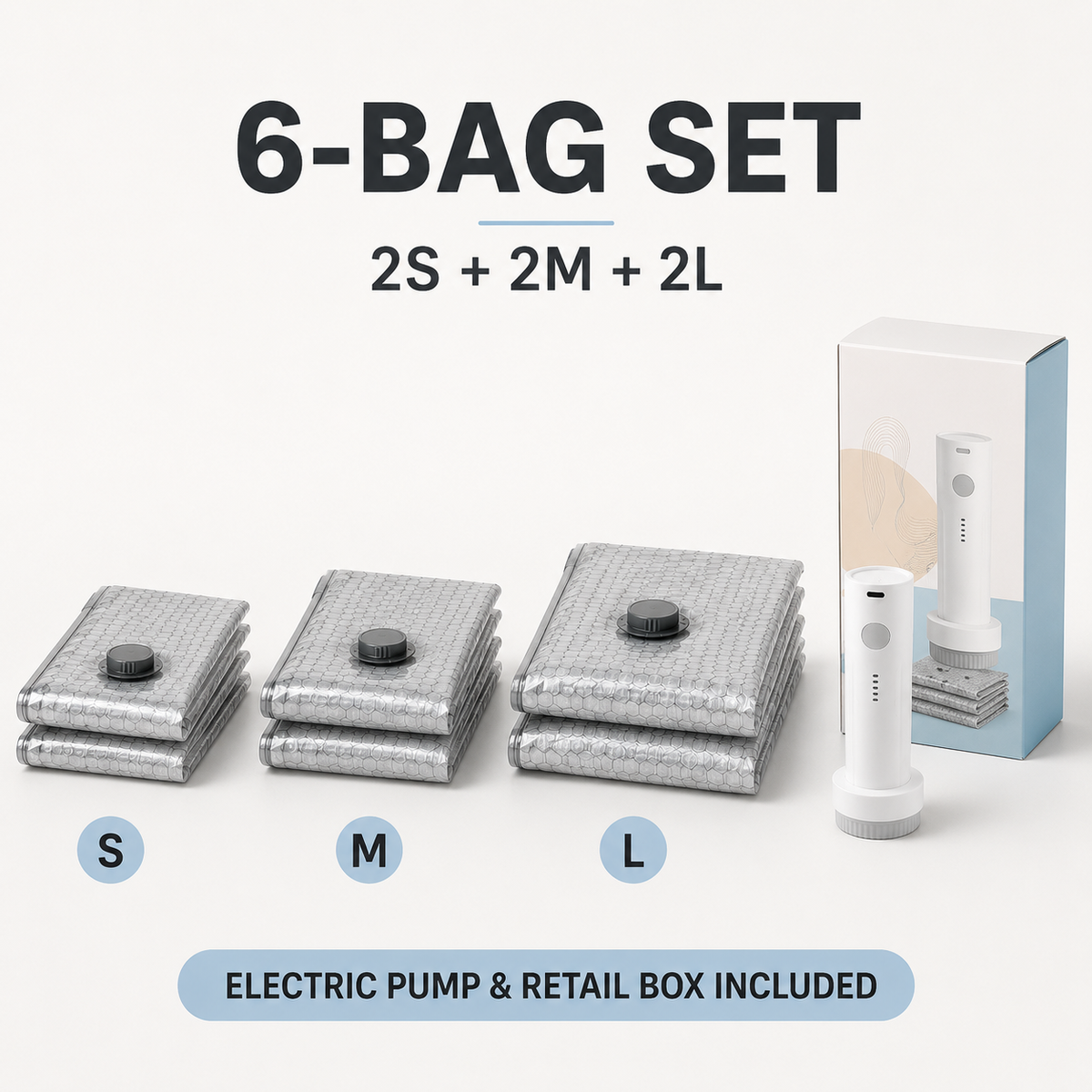 Portable Vacuum Storage Bags with Electric Pump