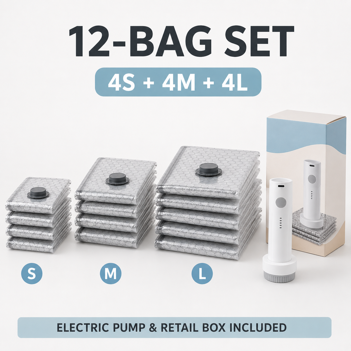 Portable Vacuum Storage Bags with Electric Pump