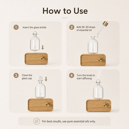 Rechargeable Waterless Essential Oil Diffuser – Glass & Wood Design