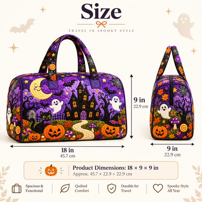Halloween Quilted Duffle Bag – Festive Embroidered Carryall